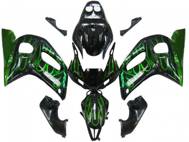 Cheap 1998-2002 Black Green Flame Yamaha YZF R6 Motorbike Fairing Kits Cheap 1998-2002 Black Green Flame Yamaha YZF R6 Motorbike Fairing Kits