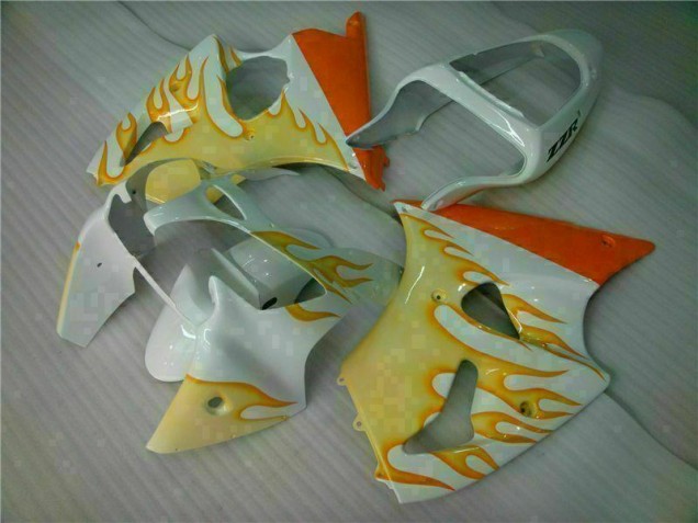 Cheap 2000-2002 White Yellow Flame Kawasaki ZX6R Bike Fairings Cheap 2000-2002 White Yellow Flame Kawasaki ZX6R Bike Fairings