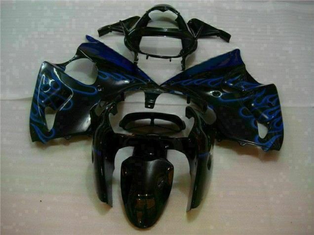 Cheap 2000-2002 Black with Blue Flame Kawasaki ZX6R Motorbike Fairings Cheap 2000-2002 Black with Blue Flame Kawasaki ZX6R Motorbike Fairings