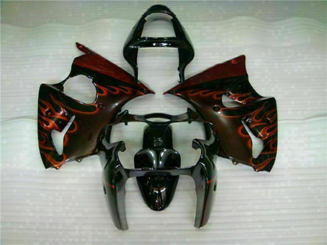Cheap 2000-2002 Black Red Flame Kawasaki ZX6R Motorcycle Fairing Kits Cheap 2000-2002 Black Red Flame Kawasaki ZX6R Motorcycle Fairing Kits