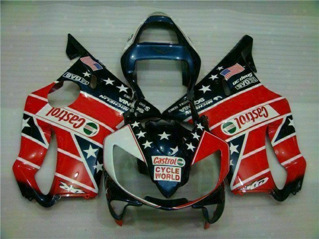Cheap 2001-2003 Red White Blue Castrol Cycle World Honda CBR600 F4i Motorcycle Fairings Kits Cheap 2001-2003 Red White Blue Castrol Cycle World Honda CBR600 F4i Motorcycle Fairings Kits