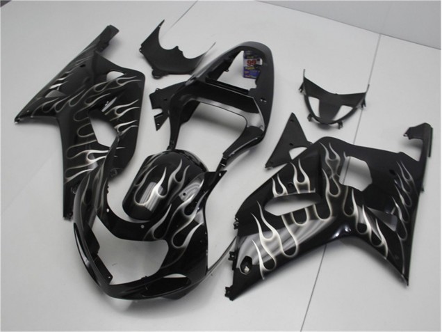 Cheap 2001-2003 Black White Flame Suzuki GSXR 600/750 Motorcycle Fairing Kits Cheap 2001-2003 Black White Flame Suzuki GSXR 600/750 Motorcycle Fairing Kits