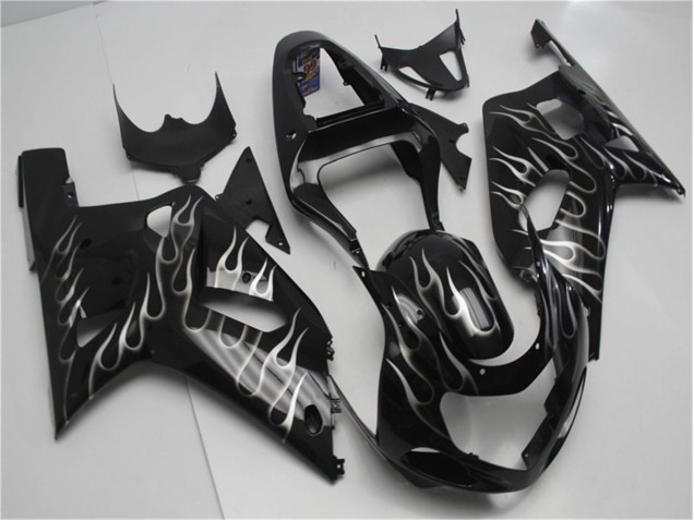 Cheap 2001-2003 Black White Flame Suzuki GSXR 600/750 Motorcycle Fairing Kits Cheap 2001-2003 Black White Flame Suzuki GSXR 600/750 Motorcycle Fairing Kits