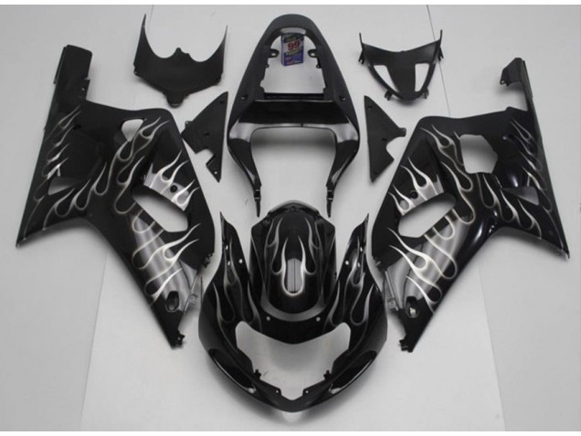 Cheap 2001-2003 Black White Flame Suzuki GSXR 600/750 Motorcycle Fairing Kits Cheap 2001-2003 Black White Flame Suzuki GSXR 600/750 Motorcycle Fairing Kits