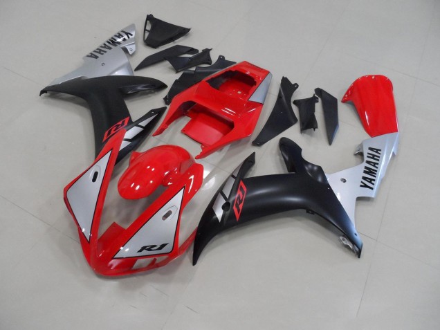 Cheap 2002-2003 Red Matte Silver Yamaha YZF R1 Motorcycle Fairing Kit Cheap 2002-2003 Red Matte Silver Yamaha YZF R1 Motorcycle Fairing Kit