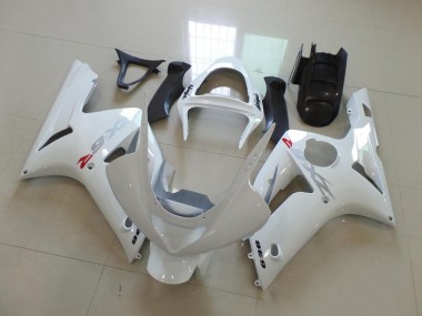 Cheap 2003-2004 White with Silver Decals Kawasaki ZX6R Motorcycle Fairings