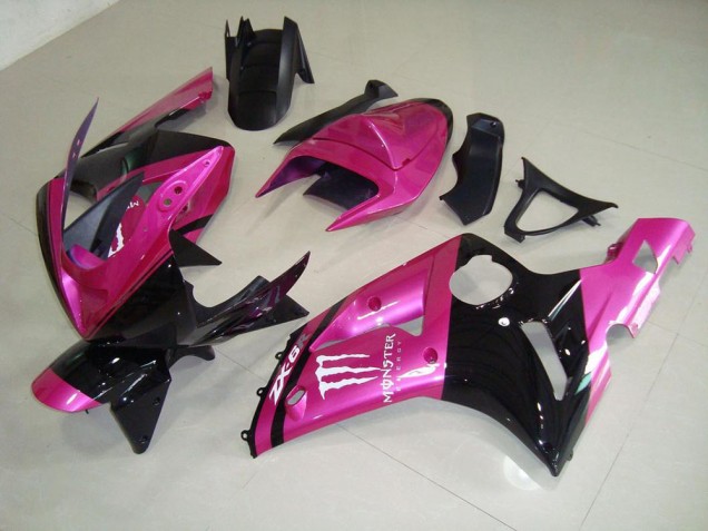 Cheap 2003-2004 Pink Black Monster Kawasaki ZX6R Bike Fairing Kit
