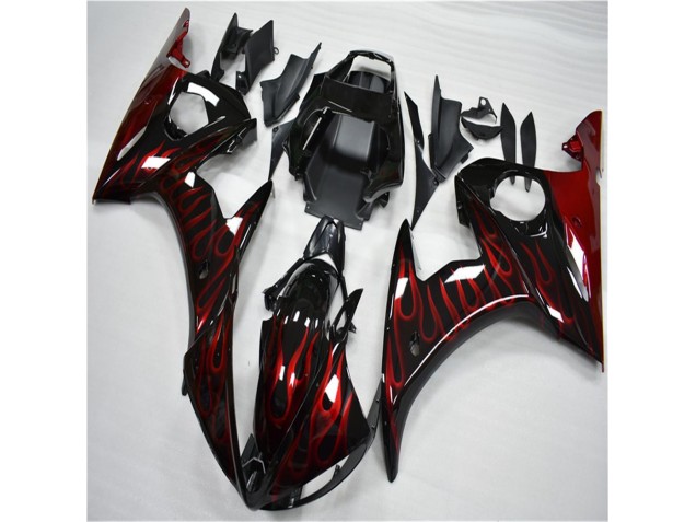 Cheap 2003-2005 Black Red Flame Yamaha YZF R6 Motorcycle Fairing Cheap 2003-2005 Black Red Flame Yamaha YZF R6 Motorcycle Fairing