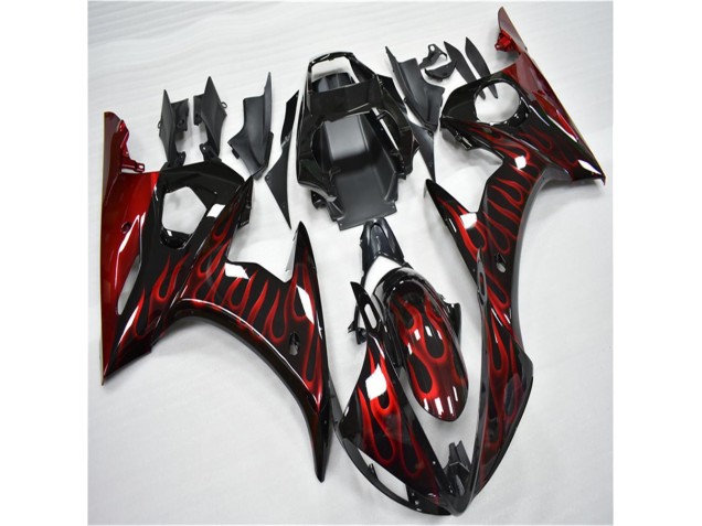 Cheap 2003-2005 Black Red Flame Yamaha YZF R6 Motorcycle Fairing Cheap 2003-2005 Black Red Flame Yamaha YZF R6 Motorcycle Fairing