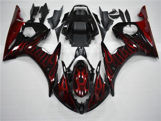 Cheap 2003-2005 Black Red Flame Yamaha YZF R6 Motorcycle Fairing Cheap 2003-2005 Black Red Flame Yamaha YZF R6 Motorcycle Fairing
