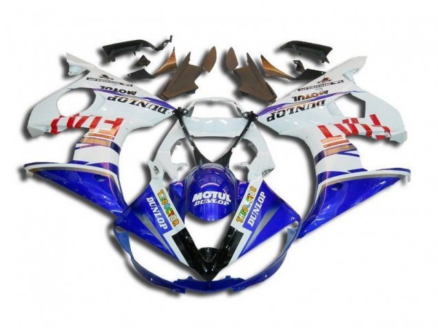 Cheap 2003-2005 White Blue Fiat Motul Dunlop Yamaha YZF R6 Bike Fairings Cheap 2003-2005 White Blue Fiat Motul Dunlop Yamaha YZF R6 Bike Fairings