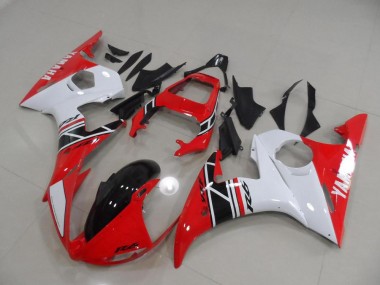 Cheap 2003-2005 Red and White and Black Yamaha YZF R6 Motorcycle Fairings Kits