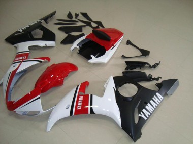 Cheap 2003-2005 Red White Matte Black Yamaha YZF R6 Moto Fairings