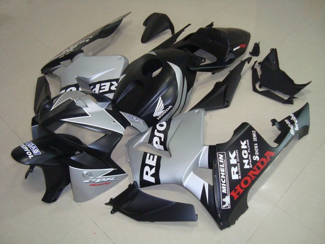 Cheap 2005-2006 Matte Black Silver Repsol Honda CBR600RR Bike Fairings Cheap 2005-2006 Matte Black Silver Repsol Honda CBR600RR Bike Fairings