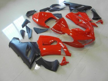 Cheap 2005-2006 Red and Matte Black Kawasaki ZX6R Bike Fairings
