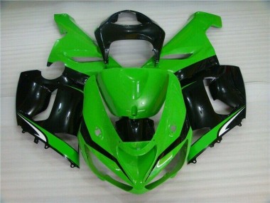 Cheap 2005-2006 Green White Black Kawasaki ZX6R Motorcyle Fairings