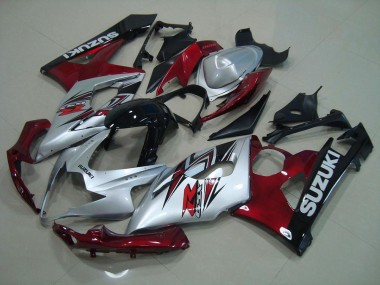 Cheap 2005-2006 Silver Red Suzuki GSXR 1000 Bike Fairings