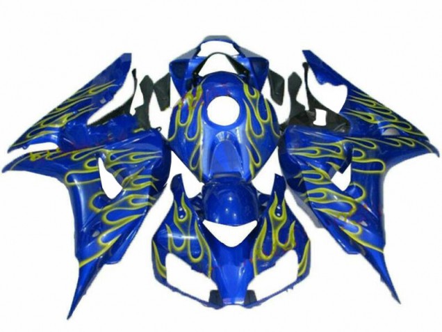 Cheap 2006-2007 Yellow Flame Blue Honda CBR1000RR Replacement Fairings