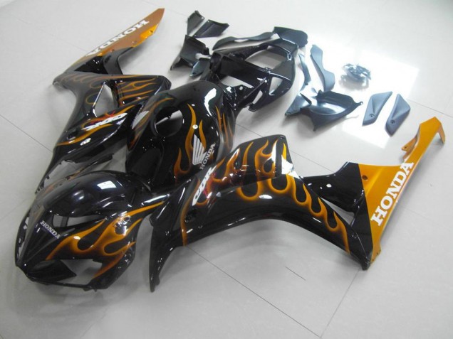 Cheap 2006-2007 Gold Flame Honda CBR1000RR Motorcycle Fairings Kits