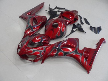 Cheap 2006-2007 Red Silver Flame Honda CBR1000RR Motorcycle Fairings Kits