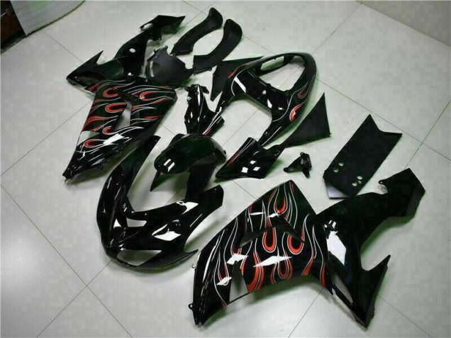 Cheap 2006-2007 Black Red Flame Kawasaki ZX10R Motorcyle Fairings Cheap 2006-2007 Black Red Flame Kawasaki ZX10R Motorcyle Fairings