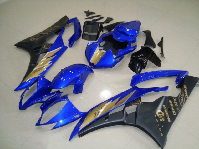 Cheap 2006-2007 Black Blue with Gold Sticker Yamaha YZF R6 Motorcycle Fairing Kit Cheap 2006-2007 Black Blue with Gold Sticker Yamaha YZF R6 Motorcycle Fairing Kit