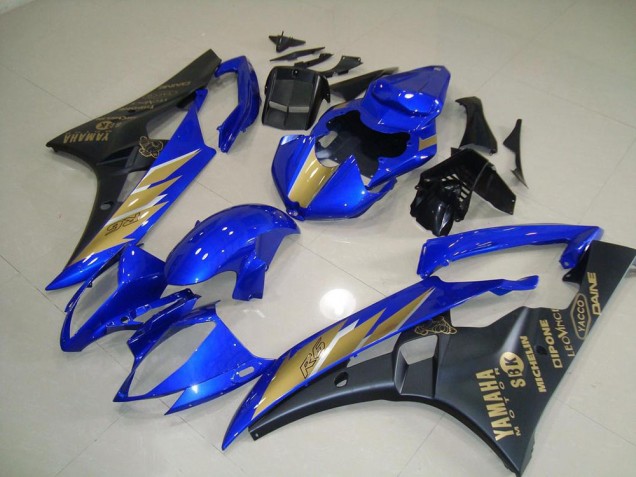 Cheap 2006-2007 Black Blue with Gold Sticker Yamaha YZF R6 Motorcycle Fairing Cheap 2006-2007 Black Blue with Gold Sticker Yamaha YZF R6 Motorcycle Fairing