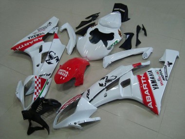 Cheap 2006-2007 White Red Abarth Yamaha YZF R6 Motorcycle Fairings