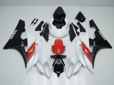 Cheap 2006-2007 White Red and Matte Black Yamaha YZF R6 Motorbike Fairings
