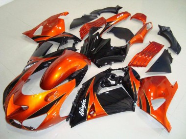 Cheap 2006-2011 Orange Black Kawasaki ZX14R ZZR1400 Motorbike Fairings