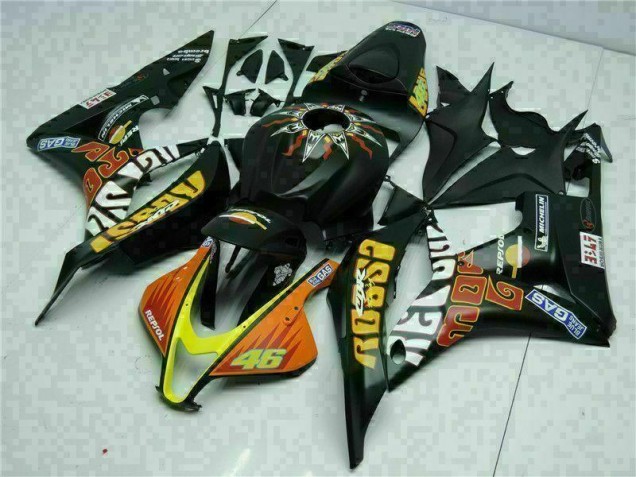 Cheap 2007-2008 Black Yellow Repsol 46 Honda CBR600RR Motorcycle Bodywork Cheap 2007-2008 Black Yellow Repsol 46 Honda CBR600RR Motorcycle Bodywork