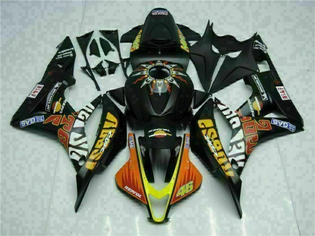 Cheap 2007-2008 Black Yellow Repsol 46 Honda CBR600RR Motorcycle Bodywork Cheap 2007-2008 Black Yellow Repsol 46 Honda CBR600RR Motorcycle Bodywork