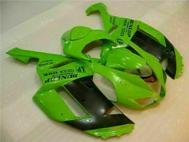 Cheap 2007-2008 Green Black Dunlop Kawasaki ZX6R Motorbike Fairing Kits Cheap 2007-2008 Green Black Dunlop Kawasaki ZX6R Motorbike Fairing Kits