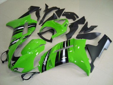 Cheap 2007-2008 Green and Silver Stripe Kawasaki ZX6R Motorcycle Fairings Kits