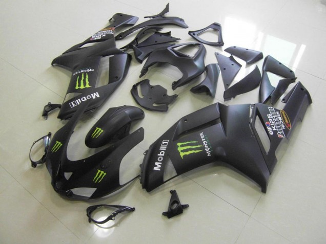 Cheap 2007-2008 Matte Black Monster Kawasaki ZX6R Moto Fairings Cheap 2007-2008 Matte Black Monster Kawasaki ZX6R Moto Fairings