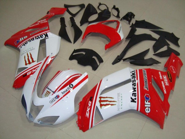 Cheap 2007-2008 Red and White Kawasaki ZX6R Bike Fairing Cheap 2007-2008 Red and White Kawasaki ZX6R Bike Fairing