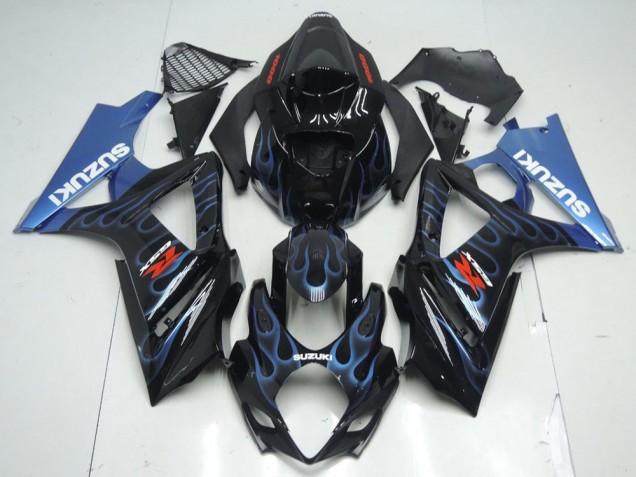 Cheap 2007-2008 Black Blue Flame Suzuki GSXR 1000 K7 Motorcycle Fairing Kit Cheap 2007-2008 Black Blue Flame Suzuki GSXR 1000 K7 Motorcycle Fairing Kit