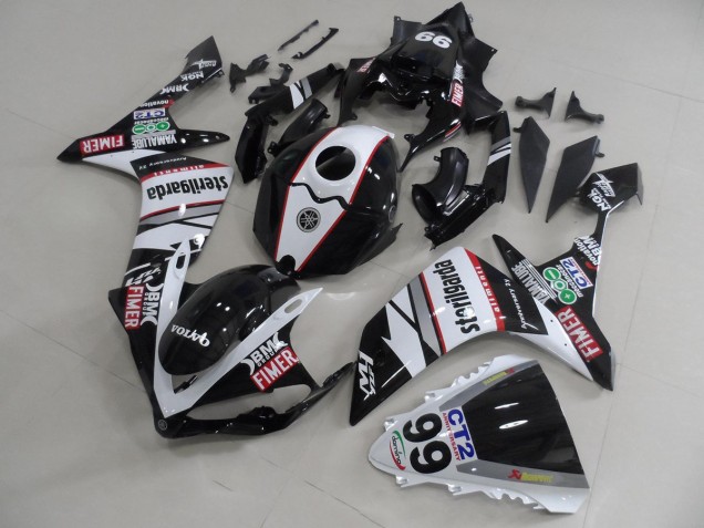 Cheap 2007-2008 Black White Stickers Packs Yamaha YZF R1 Motorcycle Fairings Kit Cheap 2007-2008 Black White Stickers Packs Yamaha YZF R1 Motorcycle Fairings Kit