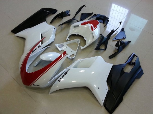 Cheap 2007-2014 Matte Black White with Red Stripe Ducati 848 1098 1198 Bike Fairings Cheap 2007-2014 Matte Black White with Red Stripe Ducati 848 1098 1198 Bike Fairings