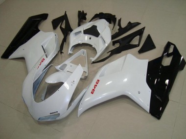 Cheap 2007-2014 Pearl White Black Ducati 848 1098 1198 Motorcycle Fairing Kits