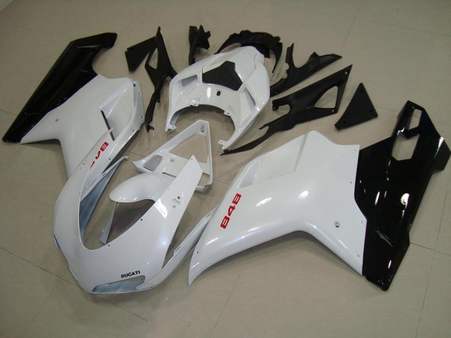 Cheap 2007-2014 Pearl White Black Ducati 848 1098 1198 Motorcycle Fairing Kits Cheap 2007-2014 Pearl White Black Ducati 848 1098 1198 Motorcycle Fairing Kits