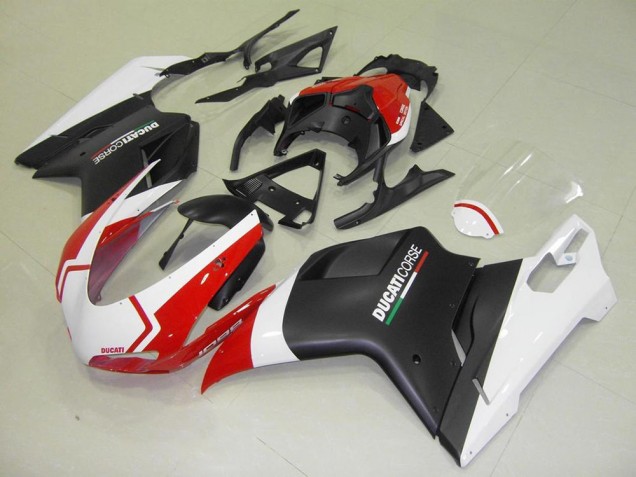 Cheap 2007-2014 Matte Black White Red Ducati 848 1098 1198 Motorcycle Fairing Kit Cheap 2007-2014 Matte Black White Red Ducati 848 1098 1198 Motorcycle Fairing Kit