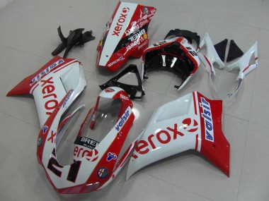 Cheap 2007-2014 White Red Xerox Ducati 848 1098 1198 Bike Fairing