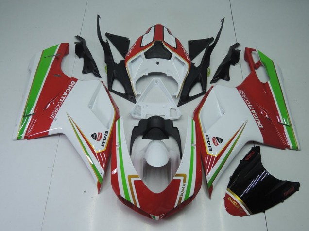 Cheap 2007-2014 Red White and Green Ducati 848 1098 1198 Replacement Motorcycle Fairings Cheap 2007-2014 Red White and Green Ducati 848 1098 1198 Replacement Motorcycle Fairings
