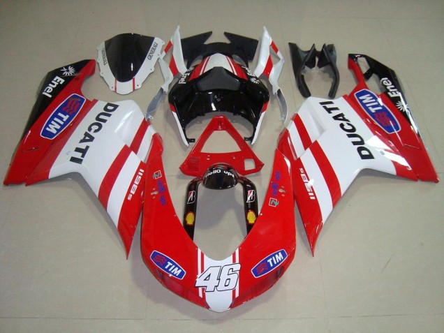 Cheap 2007-2014 Red White 46 Ducati 848 1098 1198 Motorcycle Bodywork Cheap 2007-2014 Red White 46 Ducati 848 1098 1198 Motorcycle Bodywork