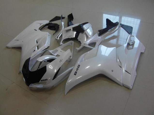 Cheap 2007-2014 Pearl White Black Stripe Ducati 848 1098 1198 Motorcycle Replacement Fairings Cheap 2007-2014 Pearl White Black Stripe Ducati 848 1098 1198 Motorcycle Replacement Fairings