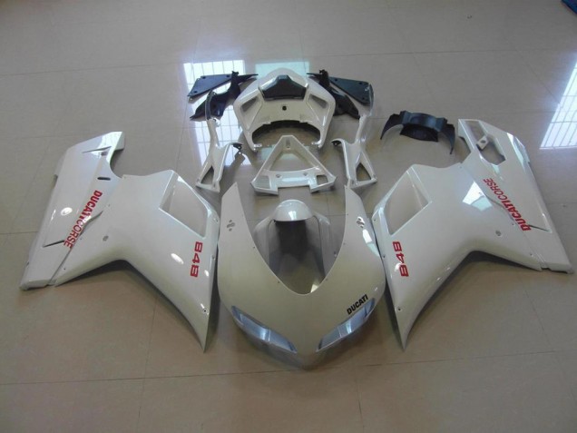 Cheap 2007-2014 Pearl White Red Decals Ducati 848 1098 1198 Motor Fairings Cheap 2007-2014 Pearl White Red Decals Ducati 848 1098 1198 Motor Fairings