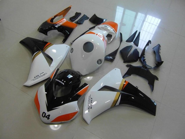 Cheap 2008-2011 White and Black and Orange Race Honda CBR1000RR Motorcycle Fairing