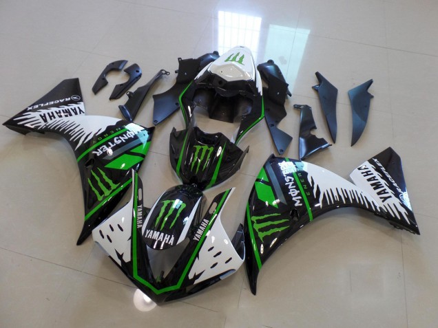 Cheap 2009-2011 White Green Big Monster Yamaha YZF R1 Motor Fairings