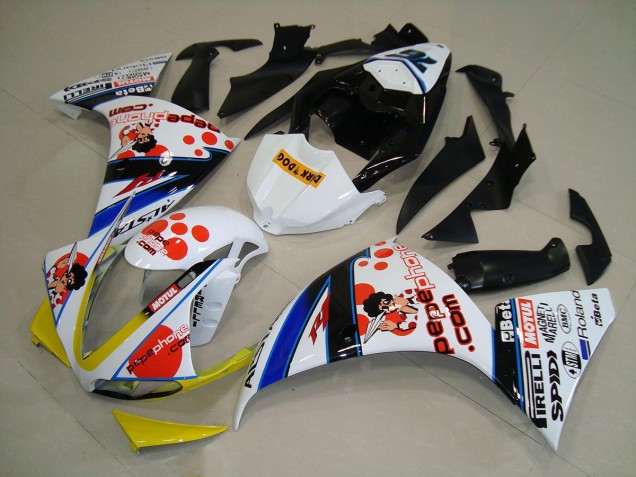 Cheap 2009-2011 White Black Pepe Phone Yamaha YZF R1 Motorcycle Fairing Kits Cheap 2009-2011 White Black Pepe Phone Yamaha YZF R1 Motorcycle Fairing Kits